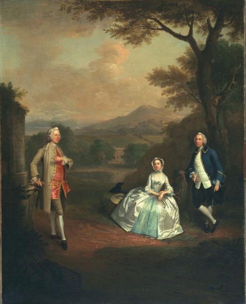 Sir George Lyttelton with Richard Lyttleton and Rachel  Russell  Duchess of Bridgwater 1748 by Arthur Devis 1712-1787 Huntington Library